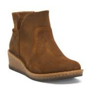 Women's Boots Brown Suede Born Viv Wedge Ankle Boot sz 8 38-39